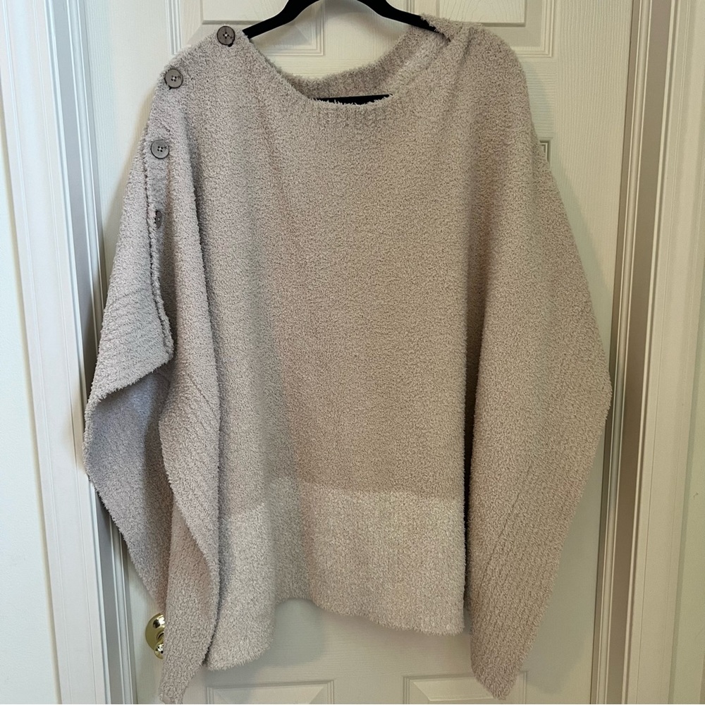 Barefoot Dreams poncho cream and tan